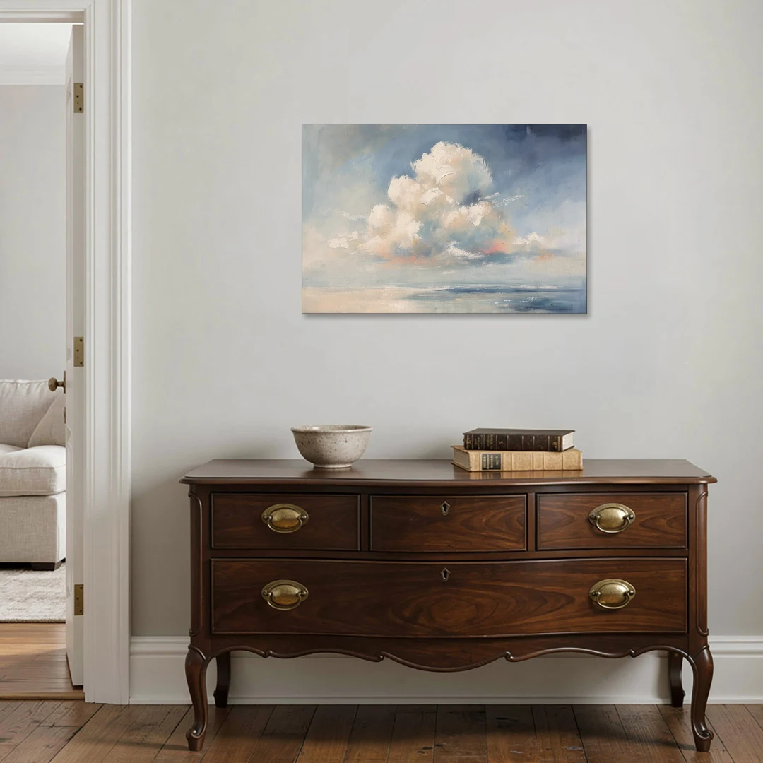 Soft Sky Painting with a Towering Cloud - Canvas Wall Art - Coffee Table - 36x24