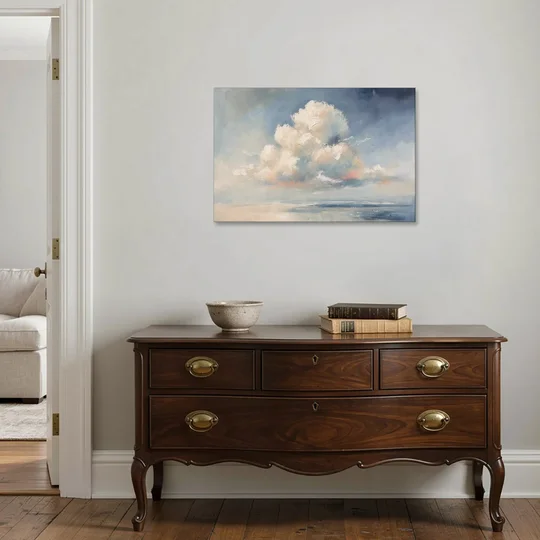 Soft Sky Painting with a Towering Cloud - Canvas Wall Art - Coffee Table - 36x24