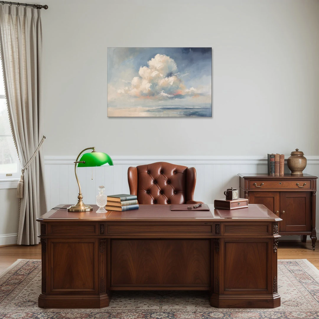 Soft Sky Painting with a Towering Cloud - Canvas Wall Art - Office - 36x24