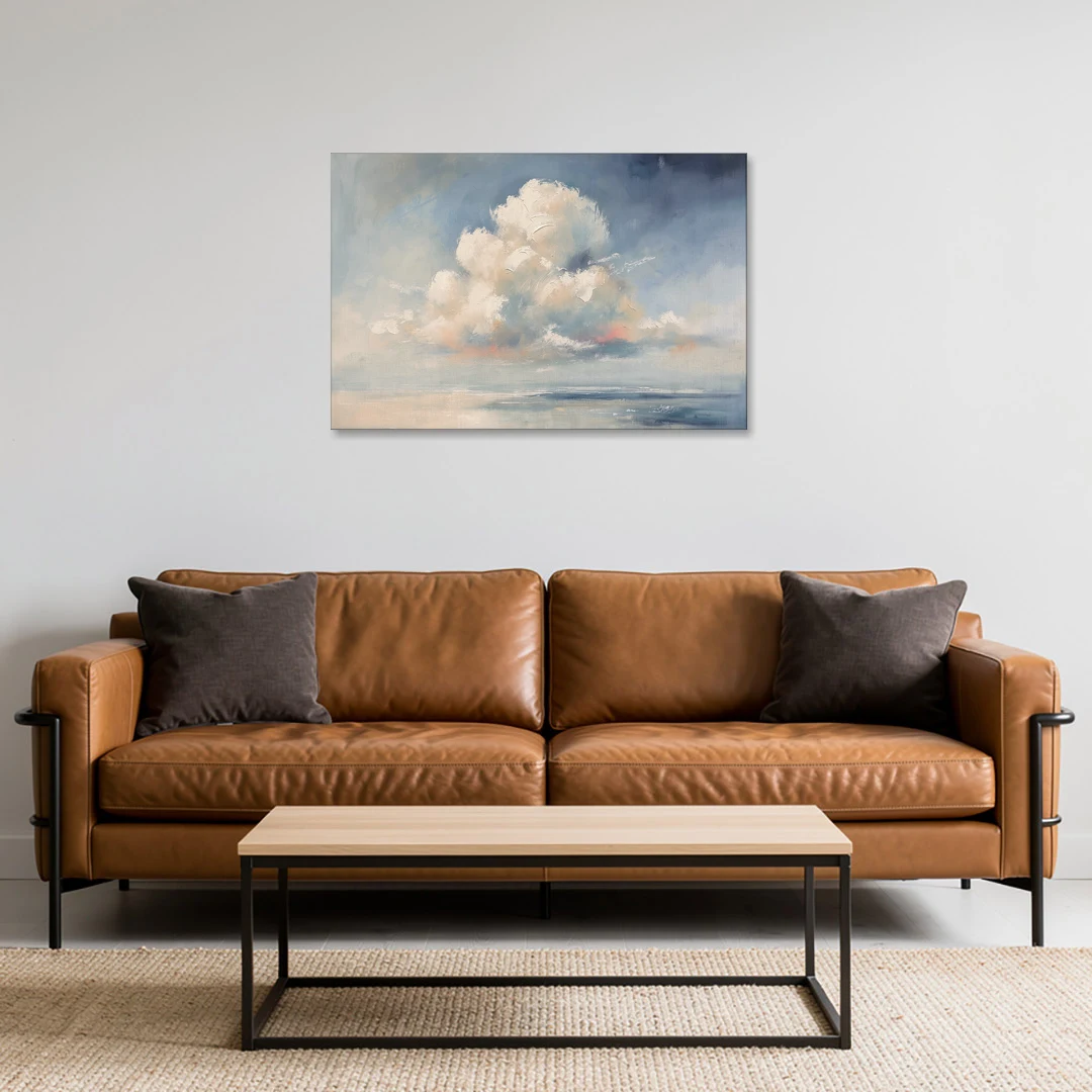 Soft Sky Painting with a Towering Cloud - Canvas Wall Art - Sofa - 36x24