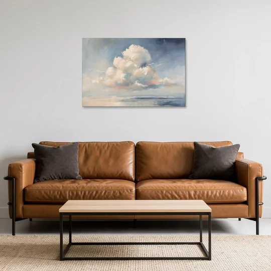 Soft Sky Painting with a Towering Cloud - Canvas Wall Art - Sofa - 36x24