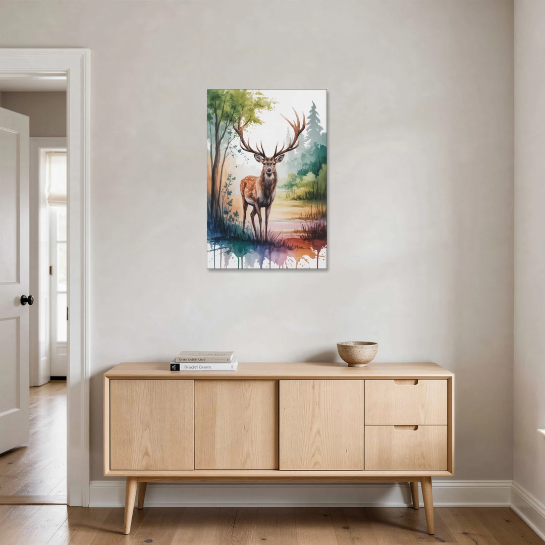 Soft Watercolor Deer - Canvas Wall Art - Coffee Table - 24x36