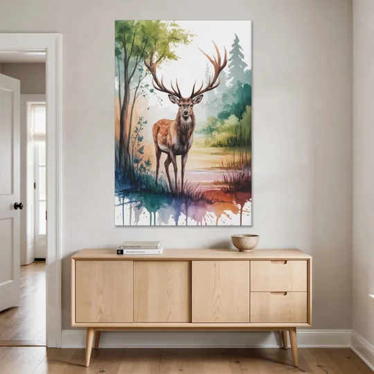 Soft Watercolor Deer - Canvas Wall Art - Coffee Table - 40x60