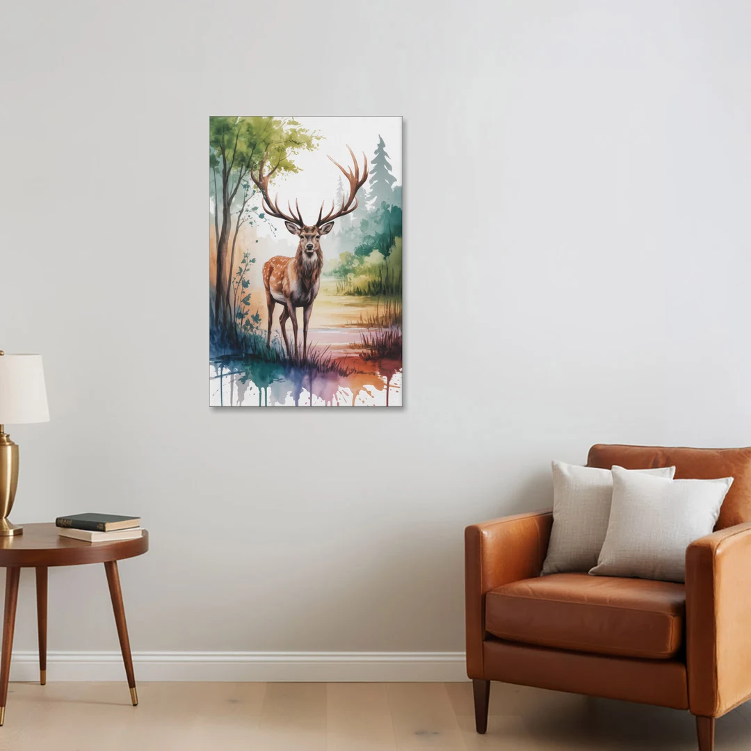 Soft Watercolor Deer - Canvas Wall Art - Sofa - 24x36