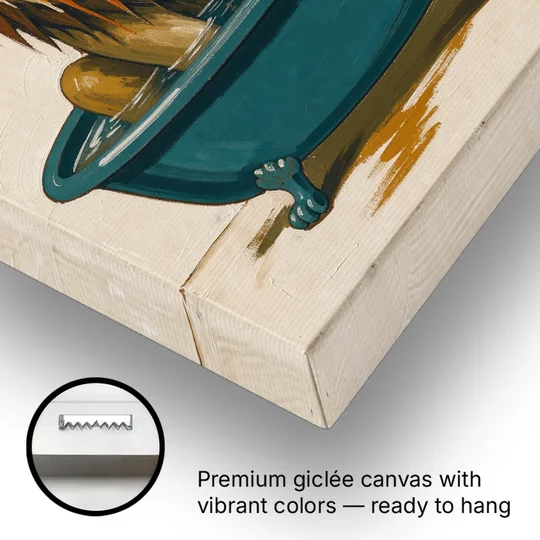 Soggy Lion in a Clawfoot Tub - Canvas Wall Art - Gallery Wrap Corner