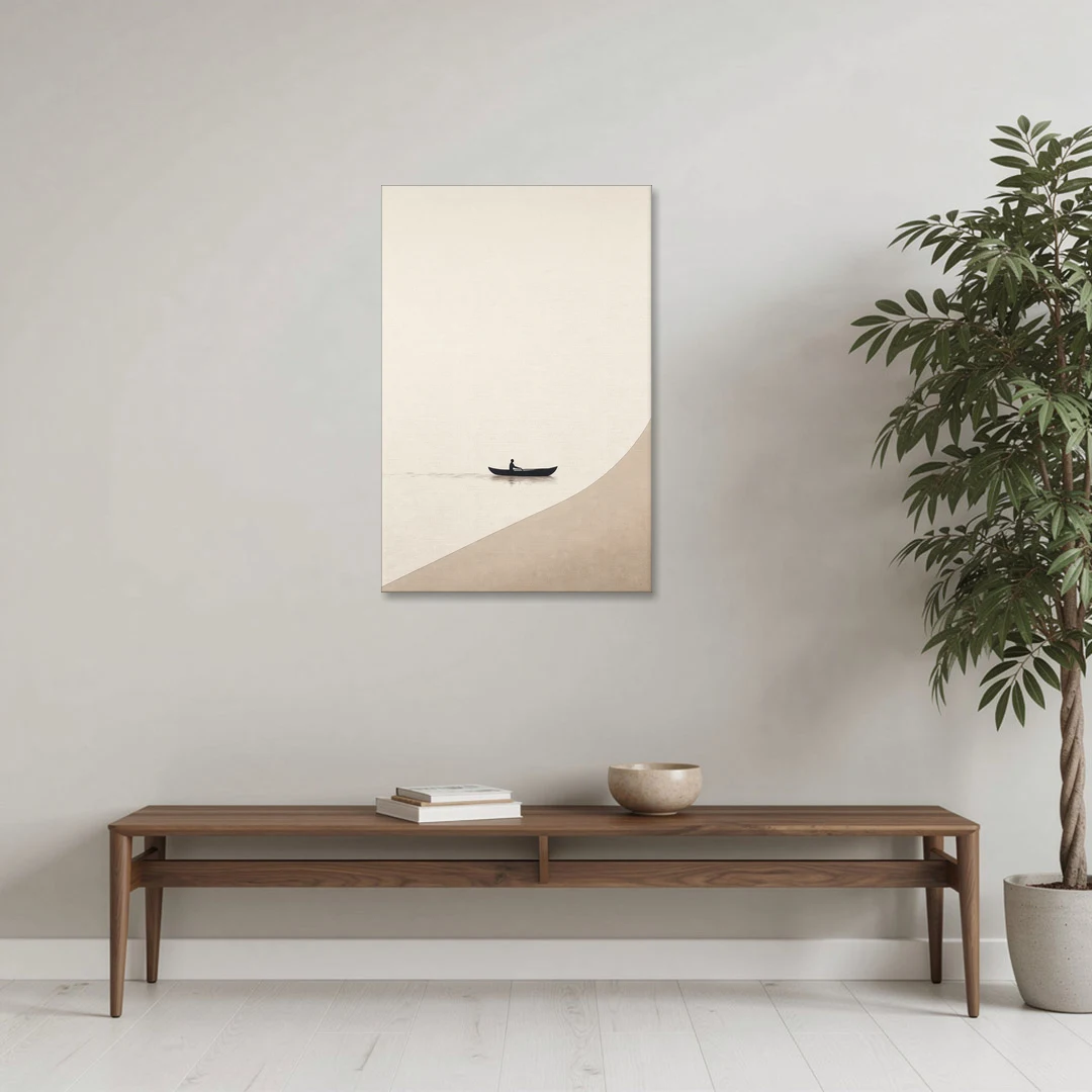 Solitude Painting of a Lone Rower at Dawn - Canvas Wall Art - Coffee Table - 24x36