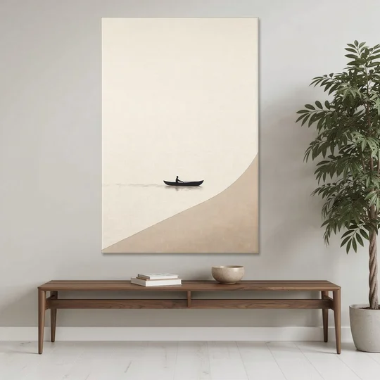 Solitude Painting of a Lone Rower at Dawn - Canvas Wall Art - Coffee Table - 40x60
