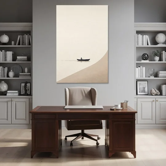 Solitude Painting of a Lone Rower at Dawn - Canvas Wall Art - Office - 40x60