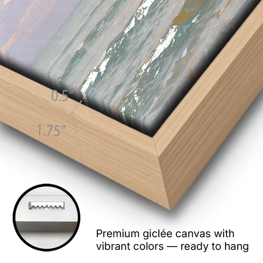 Soothing Moon Path at Twilight for the Bedroom - Oak Framed Canvas Wall Art - Gallery Wrap Corner