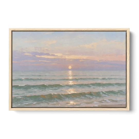 Soothing Moon Path at Twilight for the Bedroom - Oak Framed Canvas Wall Art - Front