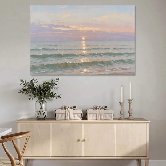 Soothing Moon Path at Twilight for the Bedroom - Canvas Wall Art - Coffee Table - 60x40