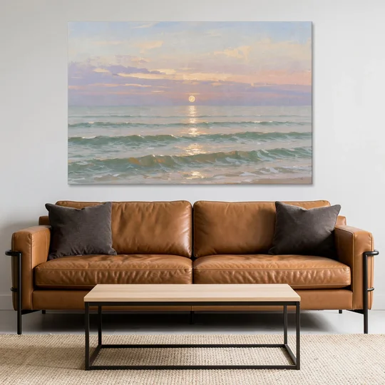 Soothing Moon Path at Twilight for the Bedroom - Canvas Wall Art - Sofa - 60x40