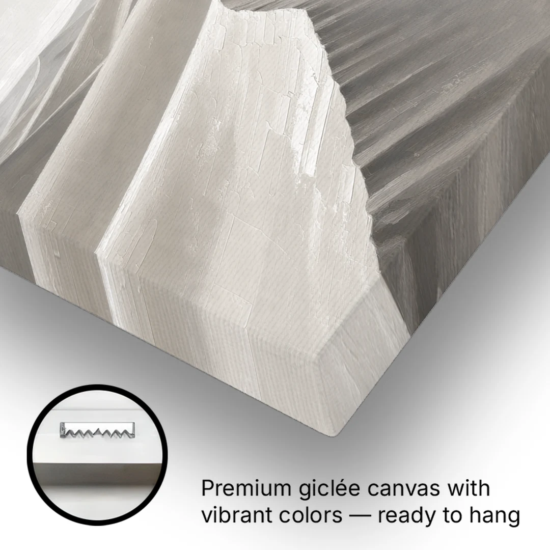 Sophisticated Dune Crests in Ivory and Charcoal - Canvas Wall Art - Gallery Wrap Corner