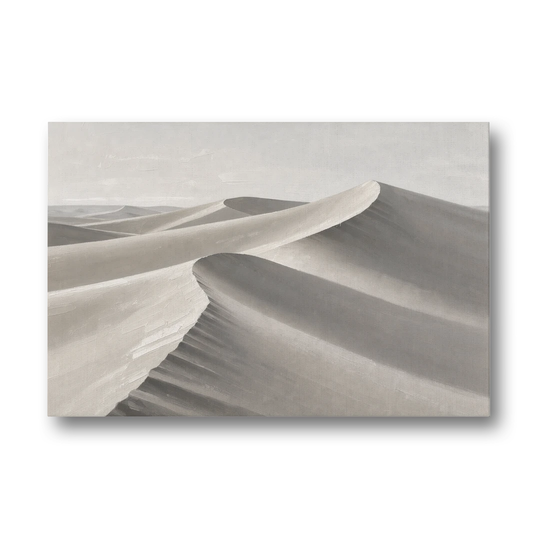 Sophisticated Dune Crests in Ivory and Charcoal - Canvas Wall Art - Front