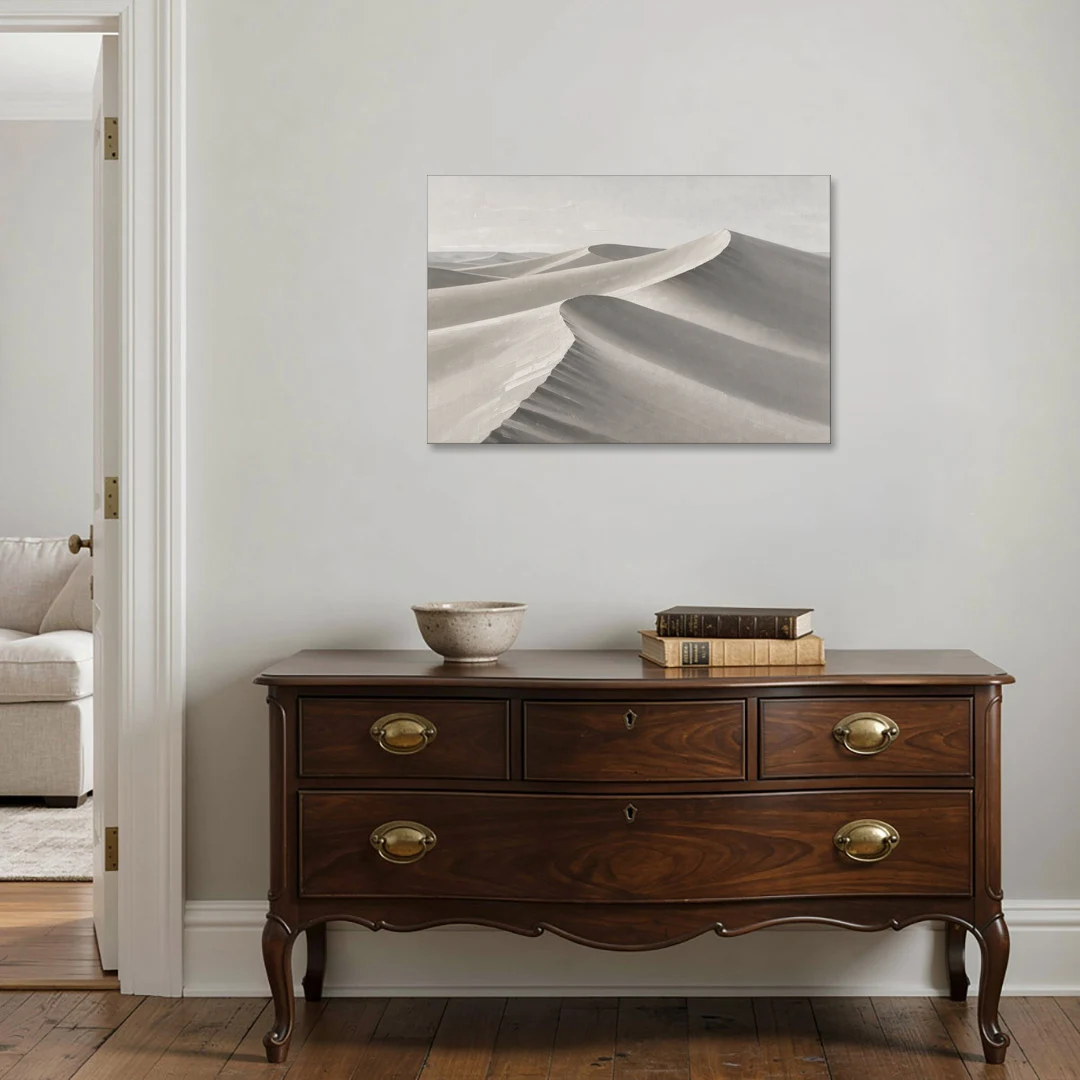 Sophisticated Dune Crests in Ivory and Charcoal - Canvas Wall Art - Coffee Table - 36x24