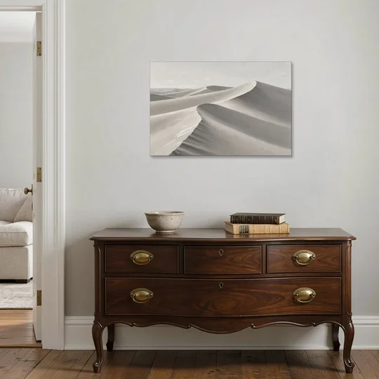 Sophisticated Dune Crests in Ivory and Charcoal - Canvas Wall Art - Coffee Table - 36x24