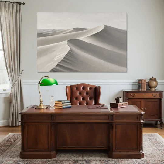 Sophisticated Dune Crests in Ivory and Charcoal - Canvas Wall Art - Office - 60x40