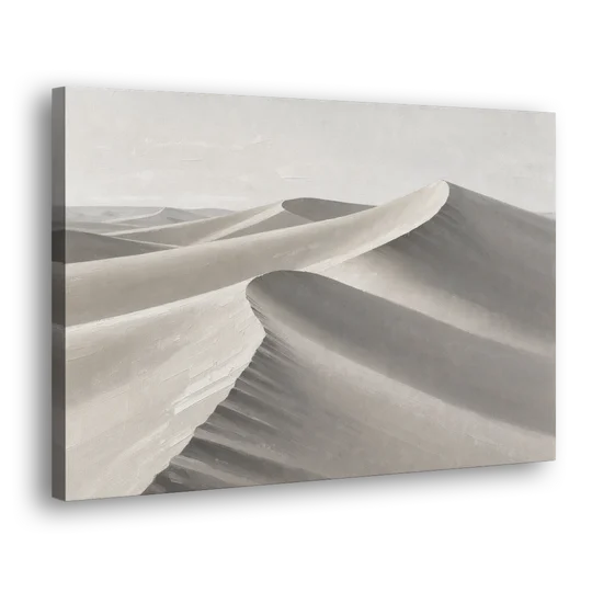 Sophisticated Dune Crests in Ivory and Charcoal - Canvas Wall Art - Side