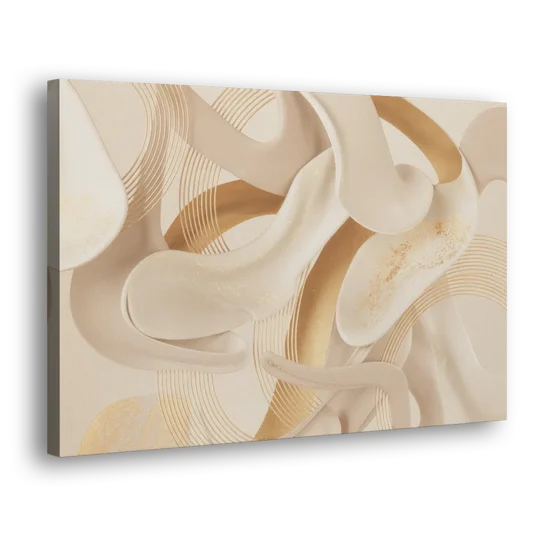 Sophisticated Fluidity Beige Abstract - Canvas Wall Art - Side