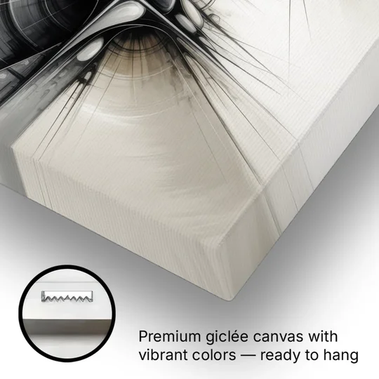 Sophisticated Interwoven Forms Black and White Abstract - Canvas Wall Art - Gallery Wrap Corner