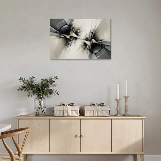 Sophisticated Interwoven Forms Black and White Abstract - Canvas Wall Art - Coffee Table - 36x24