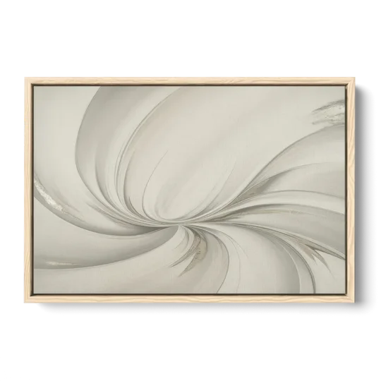 Sophisticated Swirling White Abstract - Oak Framed Canvas Wall Art - Front