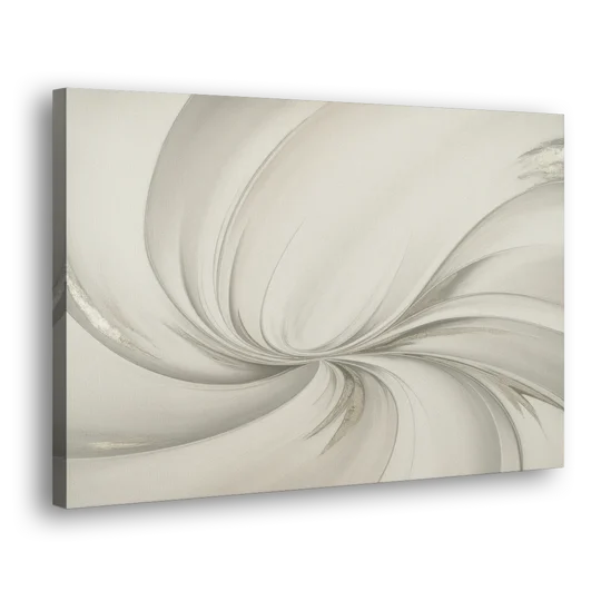 Sophisticated Swirling White Abstract - Canvas Wall Art - Side