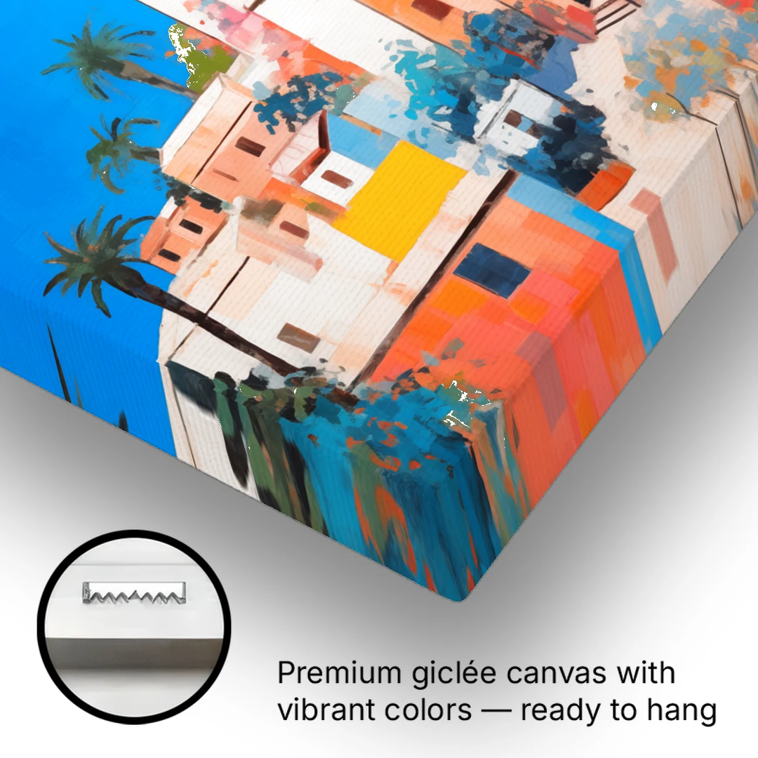 Sorrento Painting of Seaside Houses - Canvas Wall Art - Gallery Wrap Corner