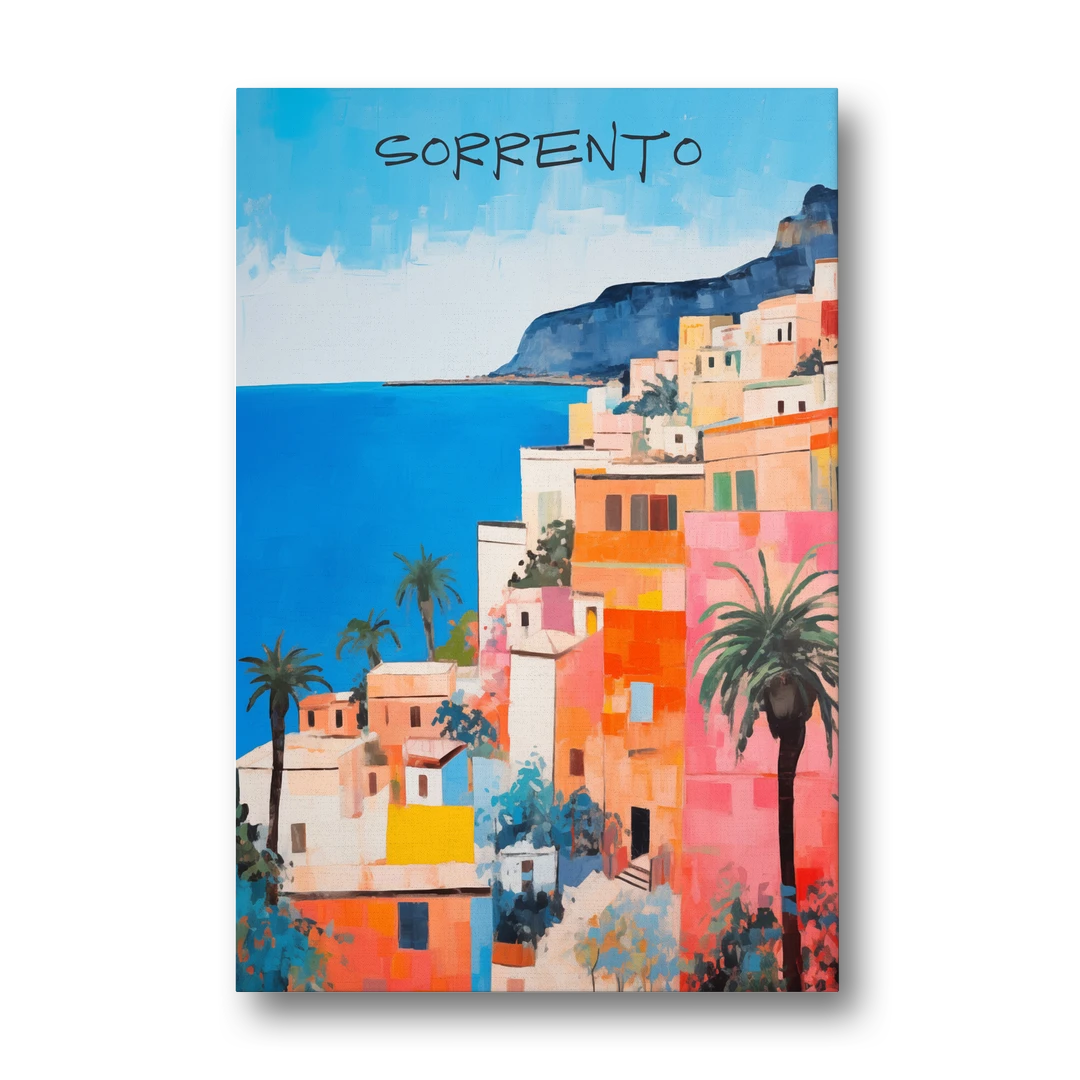 Sorrento Painting of Seaside Houses - Canvas Wall Art - Front
