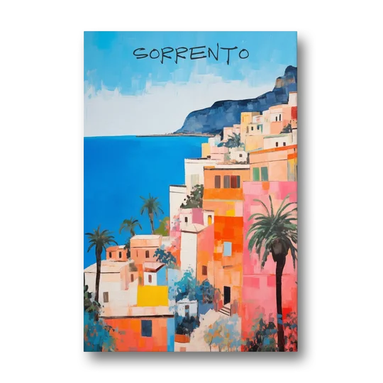 Sorrento Painting of Seaside Houses - Canvas Wall Art - Front