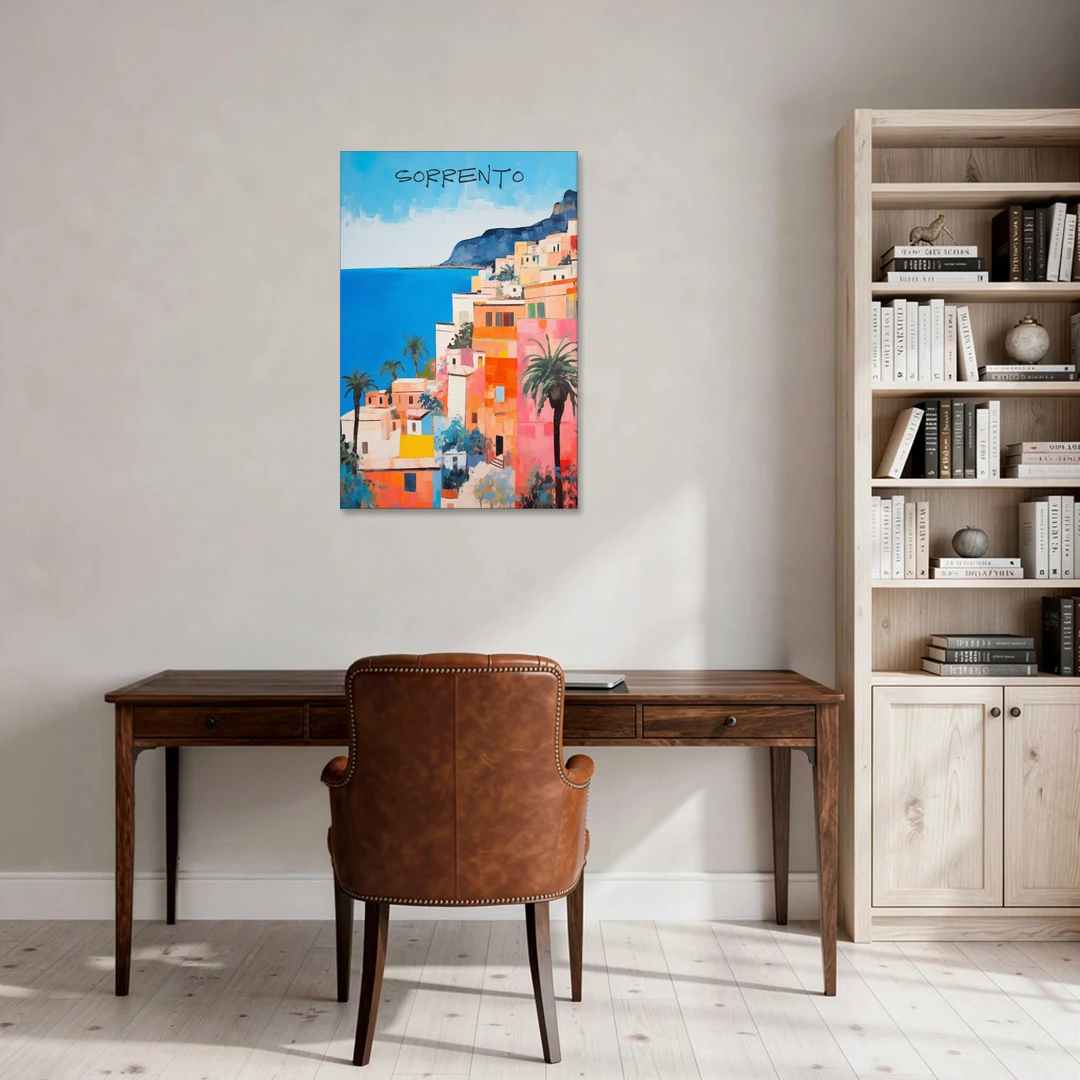 Sorrento Painting of Seaside Houses - Canvas Wall Art - Office - 24x36