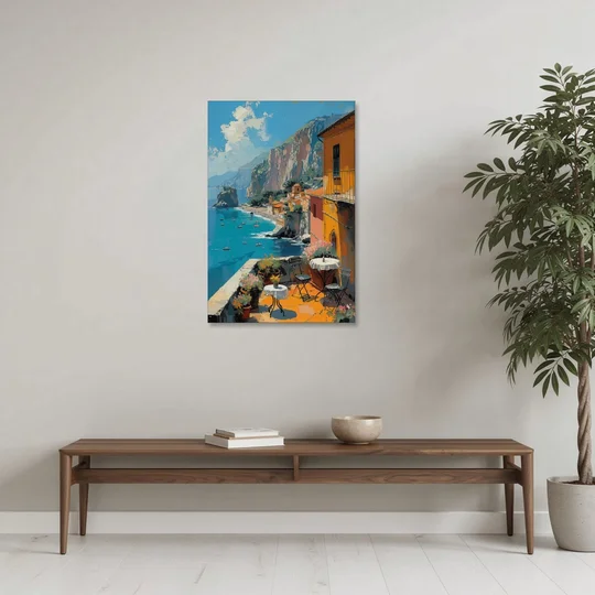 Sorrento Wall Art of a Cliff Terrace - Canvas Wall Art - Coffee Table - 24x36