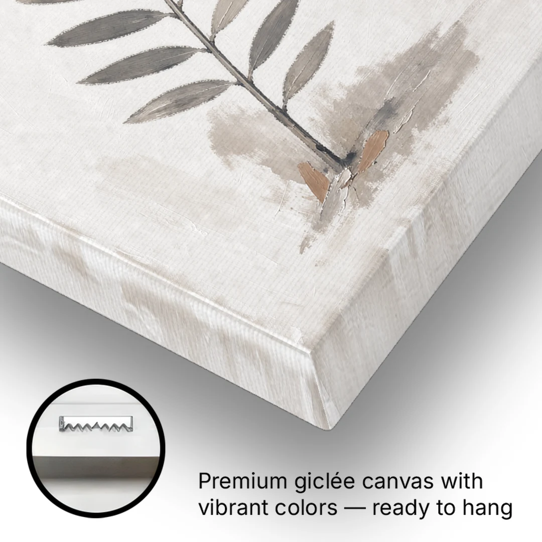 Spa Bathroom Wall Art with a Sword Fern Frond - Canvas Wall Art - Gallery Wrap Corner