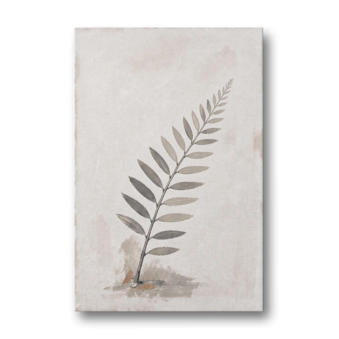 Spa Bathroom Wall Art with a Sword Fern Frond - Canvas Wall Art - Front