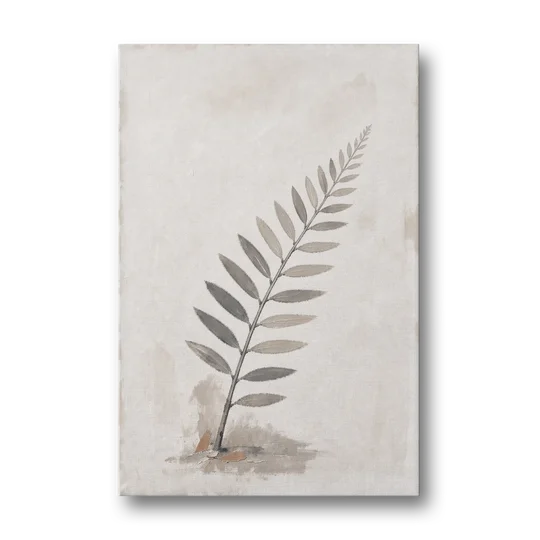 Spa Bathroom Wall Art with a Sword Fern Frond - Canvas Wall Art - Front