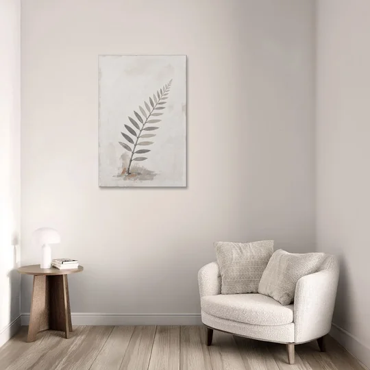 Spa Bathroom Wall Art with a Sword Fern Frond - Canvas Wall Art - Sofa - 24x36
