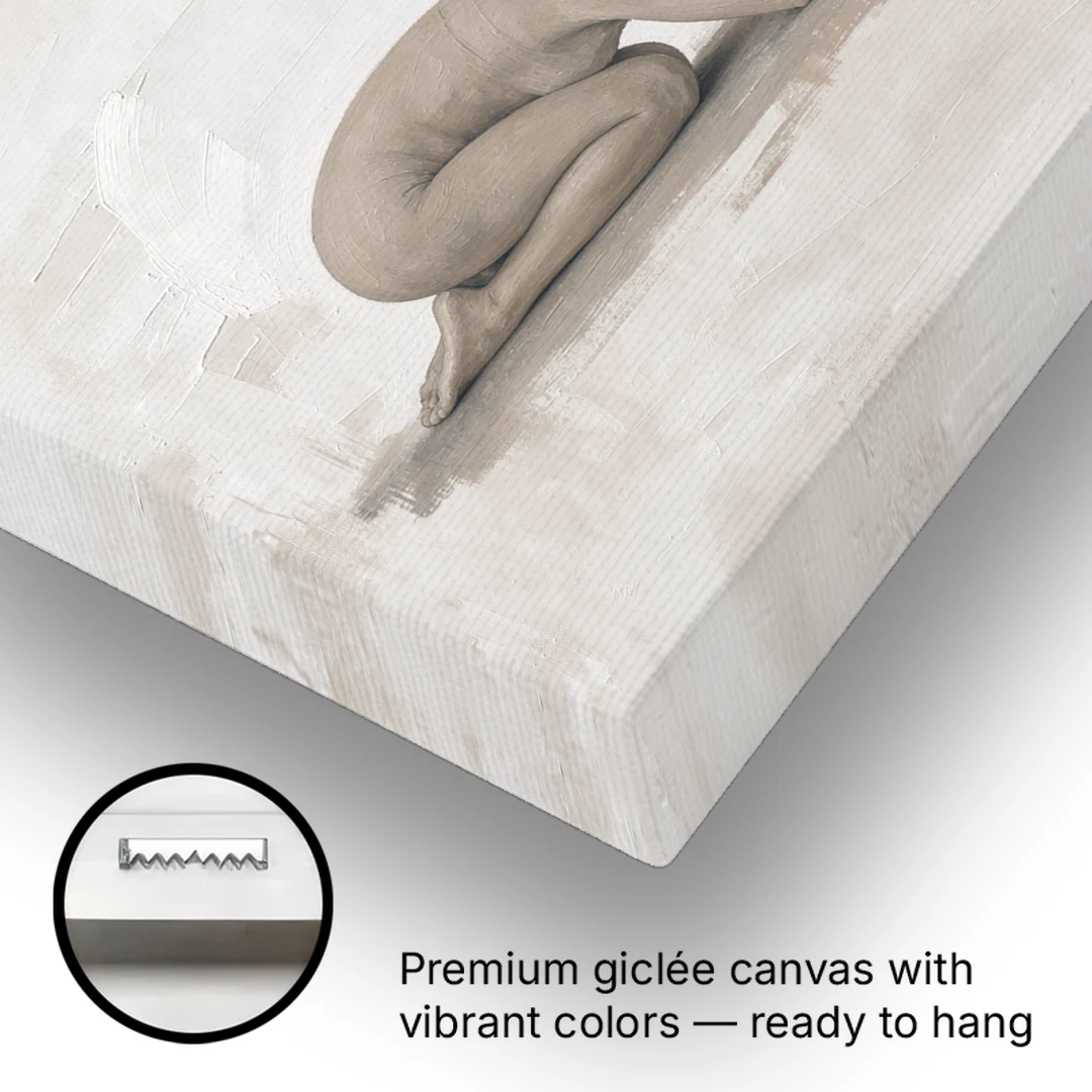 Spa Room Decor with Child's Pose in Sand - Canvas Wall Art - Gallery Wrap Corner