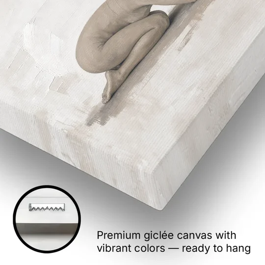 Spa Room Decor with Child's Pose in Sand - Canvas Wall Art - Gallery Wrap Corner