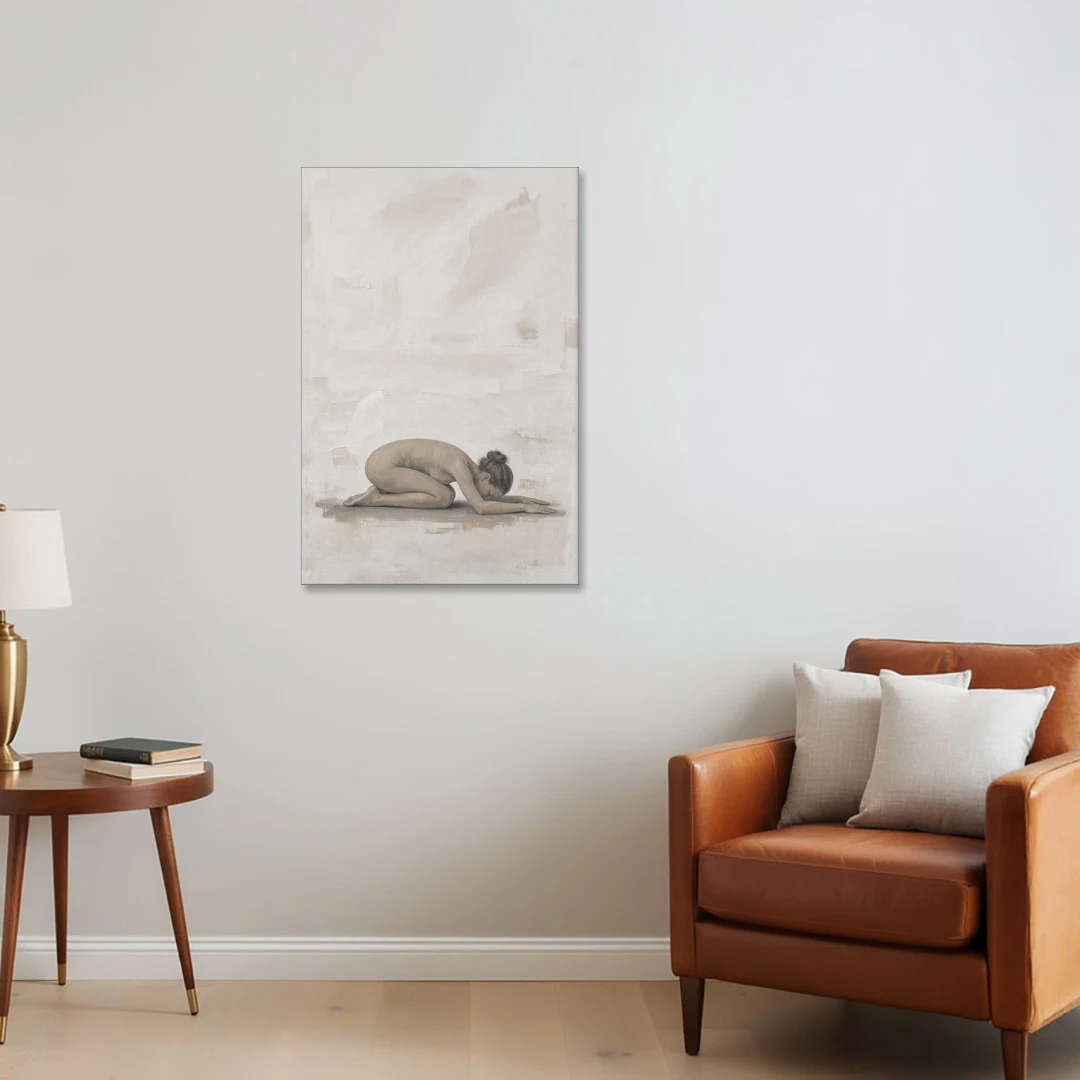 Spa Room Decor with Child's Pose in Sand - Canvas Wall Art - Sofa - 24x36