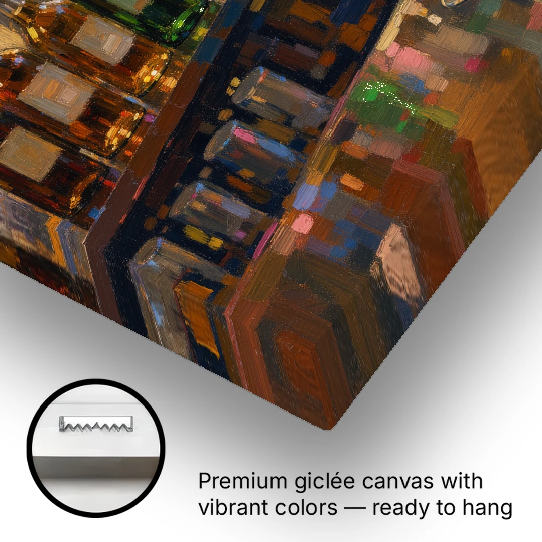 Speakeasy Decor Back Bar with Three Coupes - Canvas Wall Art - Gallery Wrap Corner