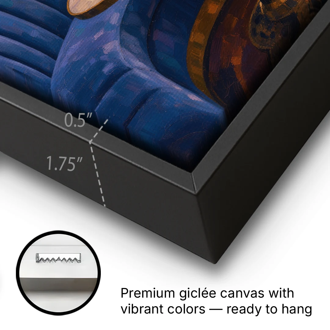 Speakeasy Velvet Booth for Two - Black Framed Canvas Wall Art - Gallery Wrap Corner