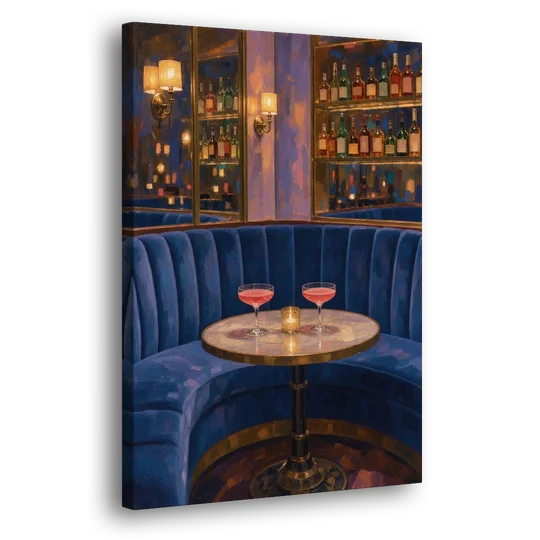 Speakeasy Velvet Booth for Two - Canvas Wall Art - Side