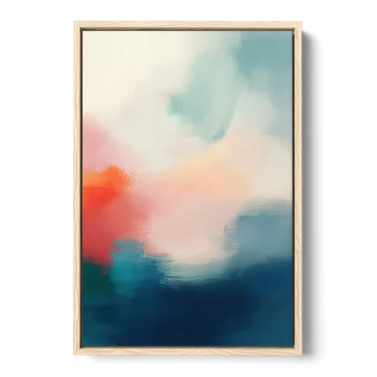 Spectrum Sea - Oak Framed Canvas Wall Art - Front