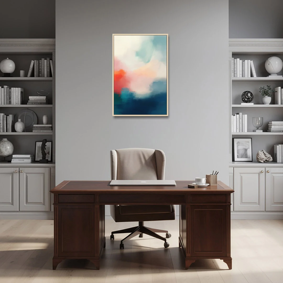 Spectrum Sea - Oak Framed Canvas Wall Art - Office - 24x36