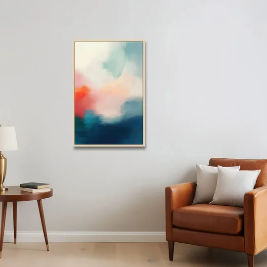 Spectrum Sea - Oak Framed Canvas Wall Art - Sofa - 24x36