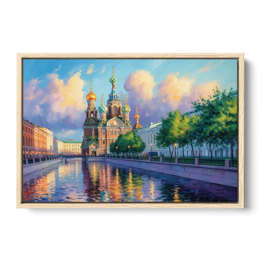 Spilled Blood Splendor - Oak Framed Canvas Wall Art - Front