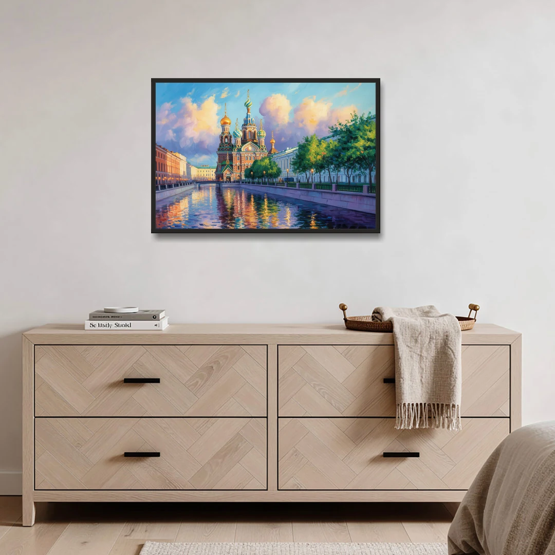 Spilled Blood Splendor - Black Framed Canvas Wall Art - Coffee Table - 36x24