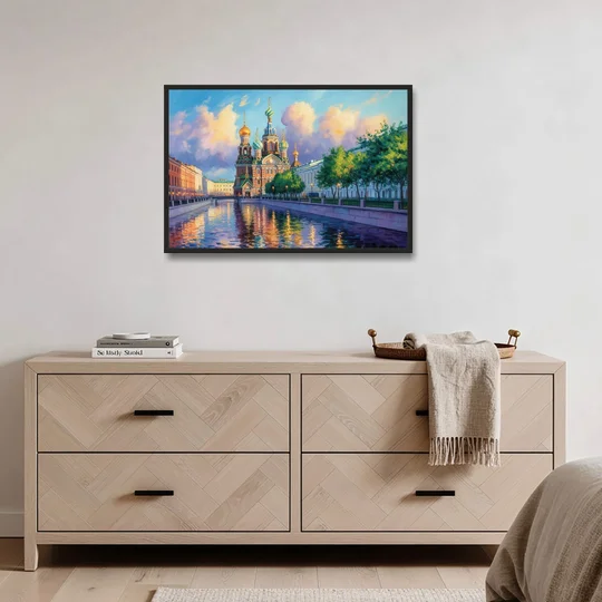 Spilled Blood Splendor - Black Framed Canvas Wall Art - Coffee Table - 36x24