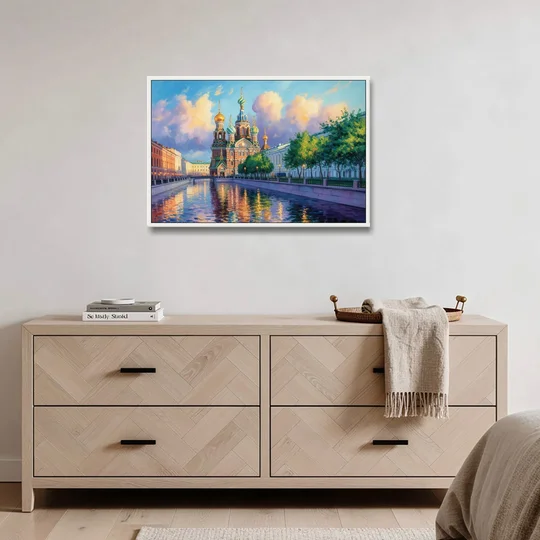Spilled Blood Splendor - White Framed Canvas Wall Art - Coffee Table - 36x24