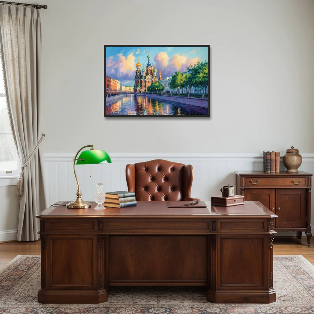 Spilled Blood Splendor - Black Framed Canvas Wall Art - Office - 36x24